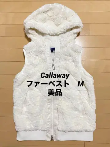 Callaway 후드 부착 퍼 베스트 M 화이트