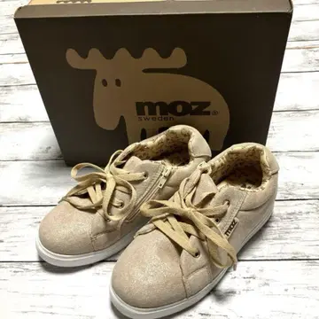 새상품 moz 모즈 스니커즈 베이지 골드 지퍼 달린 22.5cm