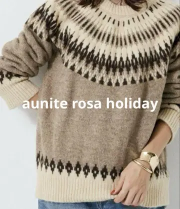 aunite rosa holiday 노르딕 무늬 니트 브라운