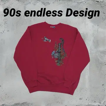 90s endless Design 레드 그래픽 맨투맨 L