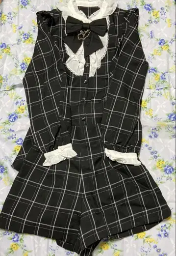 시크릿 허니 셋업 블랙 긴팔 체크