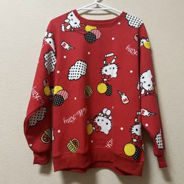 귀여워! Hello Kitty 키티 M 빨간색 벌룬 올 패턴 트레이닝복
