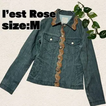 L'est Rose 데님 자켓 레이스 장식 M 사이즈