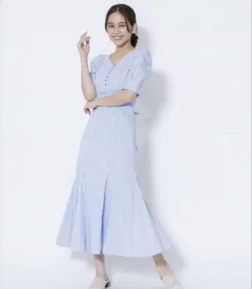 앙데팡당 스트라이프 프론트 버튼 원피스