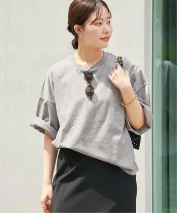 플라주 7부 소매 빅 티셔츠