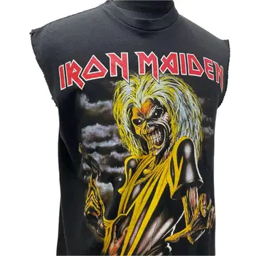 00년대 구제 의류 IRON MAIDEN 슬리브리스 밴딩 T셔츠 블랙