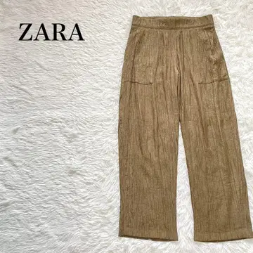 자라 ZARA 와이드 팬츠 주름 가공 허리밴딩 브라운