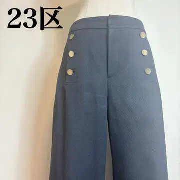 23구 마린 와이드 더블 골드 버튼 울 팬츠 네이비 40
