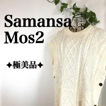 컨디션 최상 Samansa Mos2 편안함 사이드 슬릿 니트 화이트