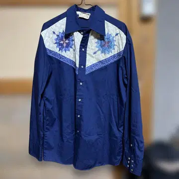 빈티지 ROCKING RANCHWEAR 반팔 셔츠 L 네이비