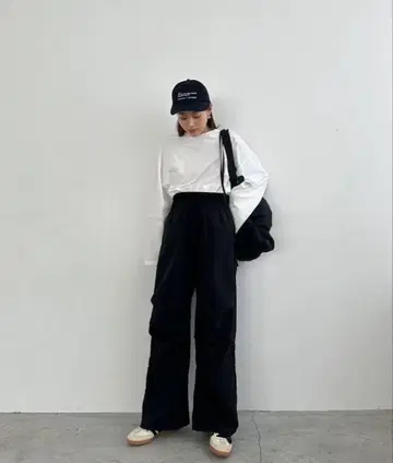 trunc88 더블 웨이스트 커브 팬츠 블랙