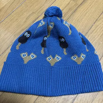 네넷 파랑 캐릭터 패턴 니트 모자