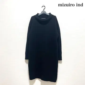 mizuiroind 울 니트 원피스 터틀넥 블랙 겨울 내추럴