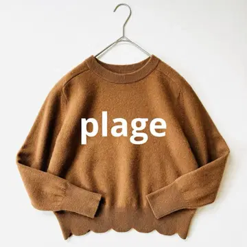 플라주 plage 울 캐시미어 스캘럽 크루넥 니트