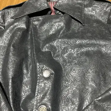 가죽 코트 페이즐리 무늬 뾰족한 옷깃 vintage archive 90s