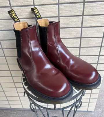 버건디 가죽 사이드 고어 부츠