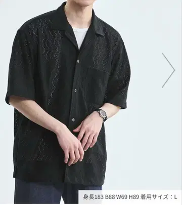 블랙 반팔 셔츠 L 사이즈 시스루 니트 디자인