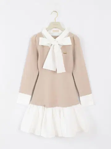 AnMILLE 원피스 셔츠 도킹 니트 원피스