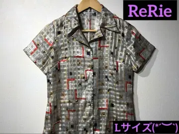 ReRie 기하학 패턴 반팔 셔츠 L 사이즈 새상품급