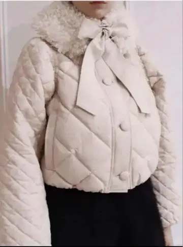 epine fur ribbon quilting short downcoat