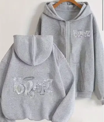 Bratz 로고 그레이 후드티 y2k 스트릿 9090풍