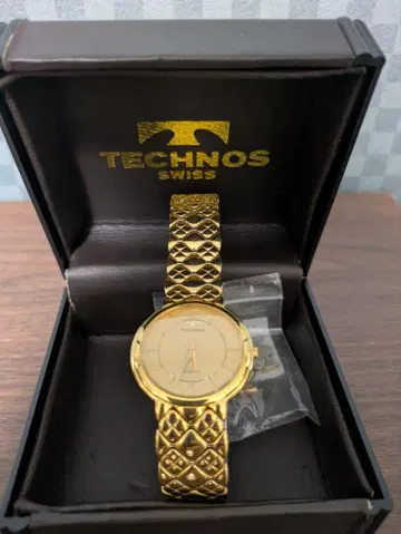 TECHNOS 골드 아날로그 손목시계