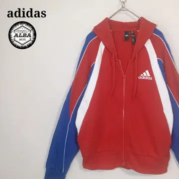 [새상품급] adidas 아디다스 후드티 집업 빨간색 트리콜로르 L