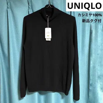 택 포함 새상품 UNIQLO 유니클로 캐시미어 100% 터틀넥 니트 블랙