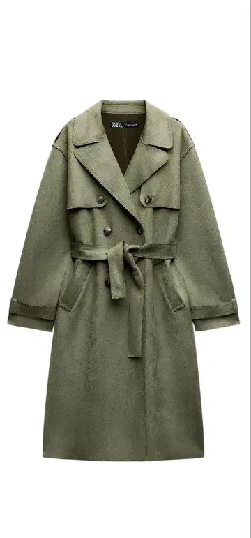 ZARA 올리브 더블 브레스트 트렌치코트 XS