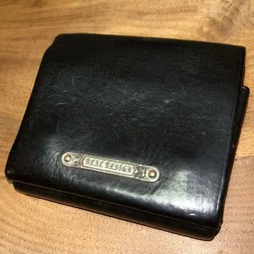 DEAL DESIGN 블랙 가죽 접이식 지갑 남성용