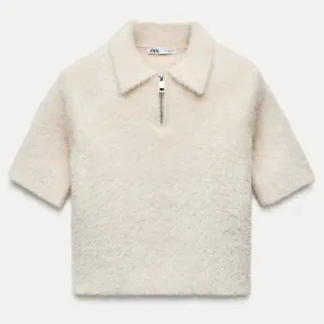 ZARA 인조 모피 폴로 상의