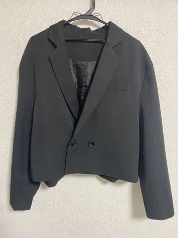 블랙 테일러드 자켓 더블 버튼