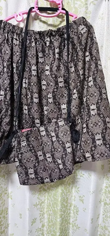 아마미 오시마 명주 리메이크 상품 레이스 무늬 스커트와 숄더백 세트