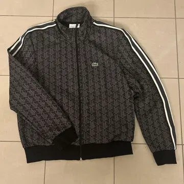 LACOSTE 모노그램 자카드 트랙 자켓 블랙 XL