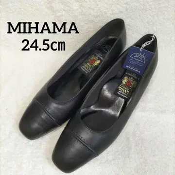 [미사용에 가까움] MIHAMA 미하마 가죽 블랙 펌프스 24.5cm