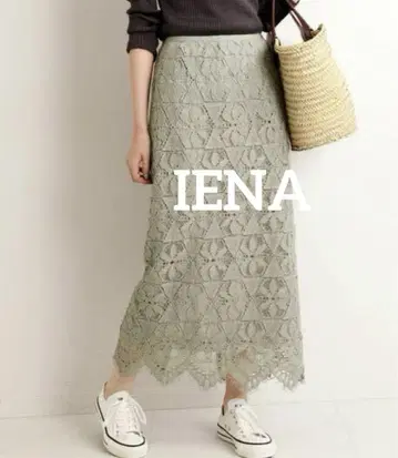 IENA 이에나 스칼럽 레이스 스커트 그린 타이트 스커트