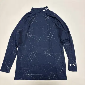 Oakley 기하학 패턴 긴팔 모크넥 셔츠 네이비 사이즈 L