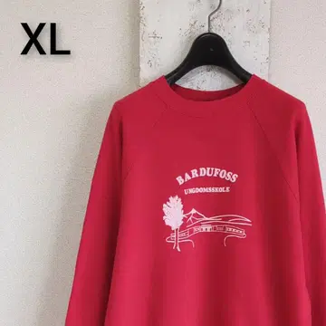 90s 유로 구제 의류 맨투맨 레드 래글런 슬리브 XL