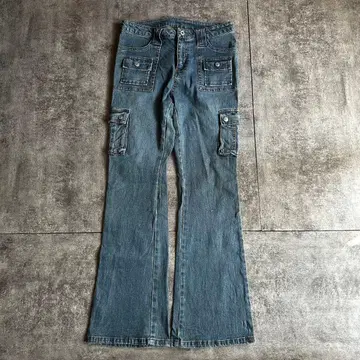 archive grunge flare denim cargo pants