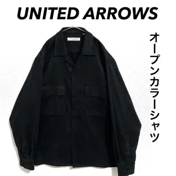 UNITED ARROWS 오픈 카라 셔츠 벨로아풍 블랙