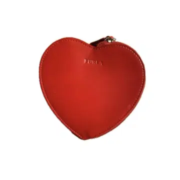 FURLA 하트 모양 빨간색 코인 케이스