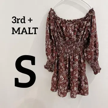 3rd + MALT [ S ] 꽃무늬 오프숄더 셔링 슬림 브라운
