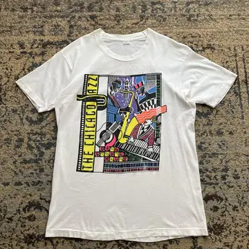 80s 티셔츠 재즈 페스티벌 티셔츠 싱글 검증 밴 t 밴딩 90s