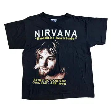 90s Nirvana 커트 코베인 추모 T셔츠 너바나 블랙 L