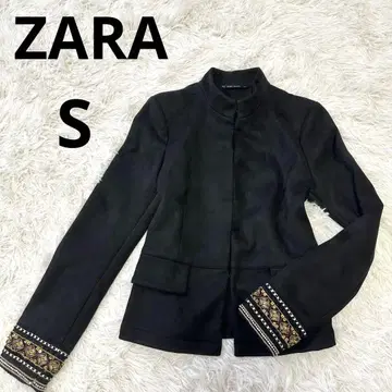 [ 미사용 ] ZARA 스웨이드 노카라 자켓 비쥬 블랙 S