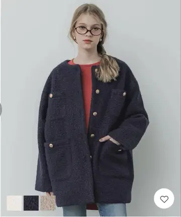 새상품 coca 푸들 보아 노카라 코트 네이비 L
