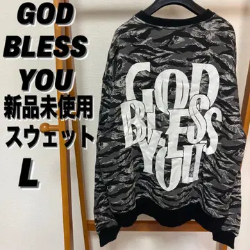 미사용 새상품 GOD BLESS YOU 카모 패턴 타이거 맨투맨 L