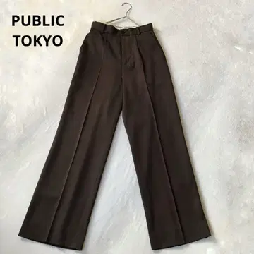 PUBLIC TOKYO 팬츠 노턱 울 슬랙스 울 혼방