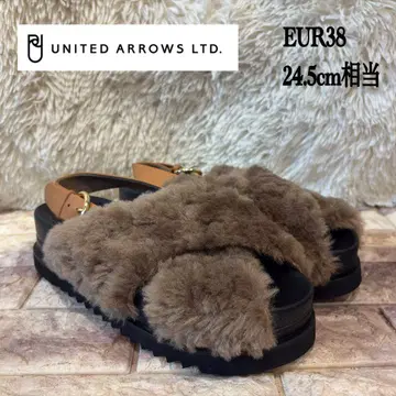 컨디션 최상 UNITED ARROWS 인조 모피 크로스 샌들 24.5cm