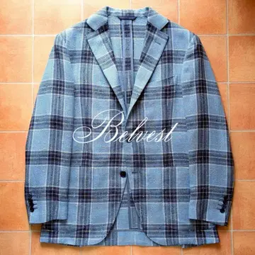 Belvest JACKET IN THE BOX 블루 체크 린넨